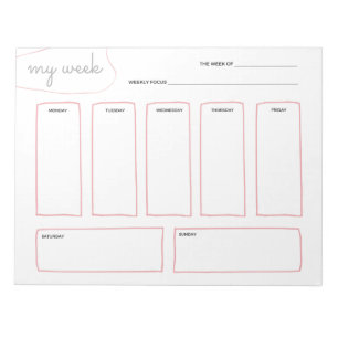 Soft blush elegant simple weekly planner notepad