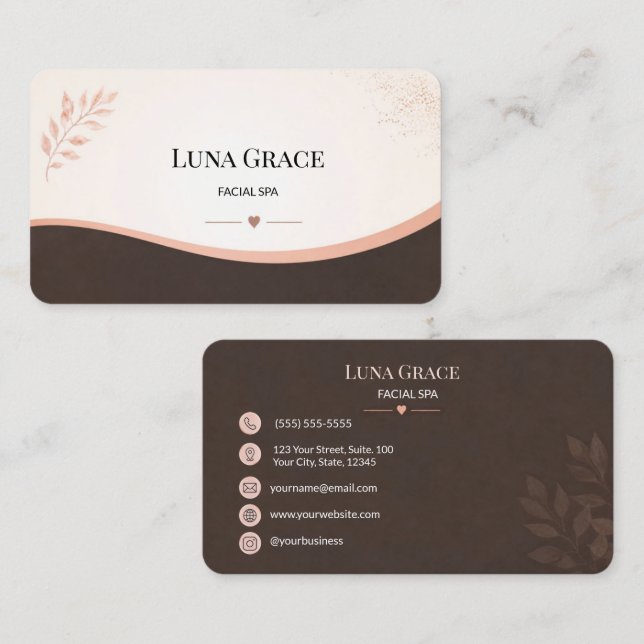Soft Blush Facial Spa Business Card (Front/Back)