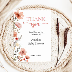 Soft Blush Floral Baby in Bloom Thank You Card
