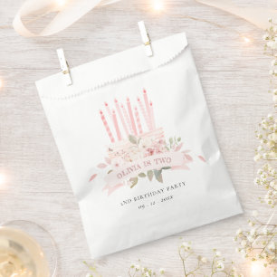 Soft Blush Floral Cake Candles Any Age Birthday Favour Bag