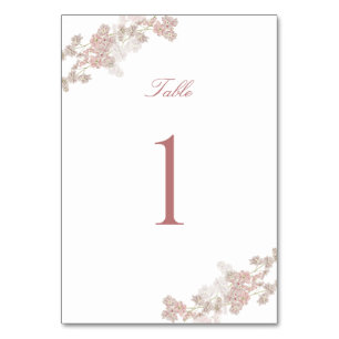 Soft Blush Floral Double Sided Wedding  Table Number