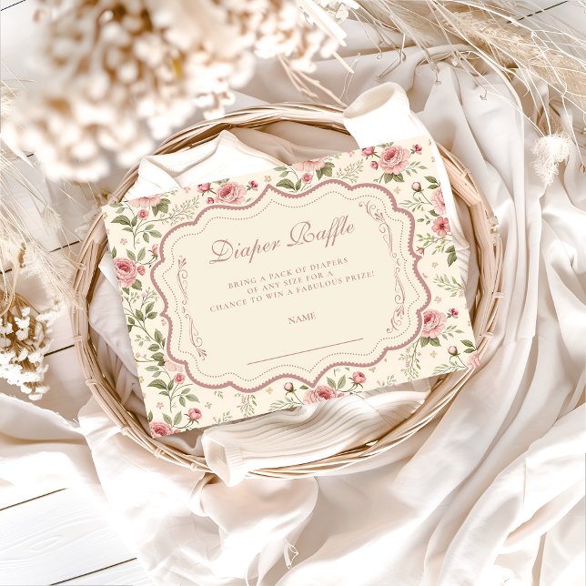 Soft Blush Floral Heirloom Diapper Raffle Enclosure Card (Creator Uploaded)