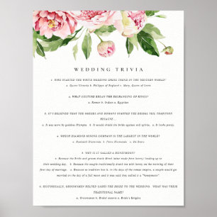 Soft Blush Floral Peony Wedding Trivia Game Part 1 Poster