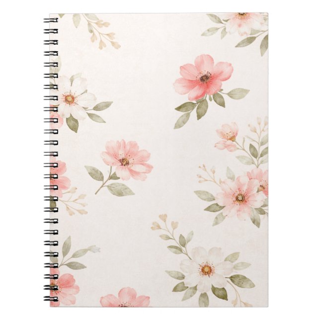 Soft Blush Floral Spiral Notebook (Front)