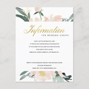 SOFT BLUSH FLORAL WATERCOLOR WEDDING INFORMATION ENCLOSURE CARD