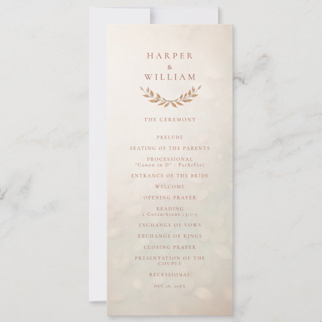 Soft Blush floral wedding ceremony program (Front)