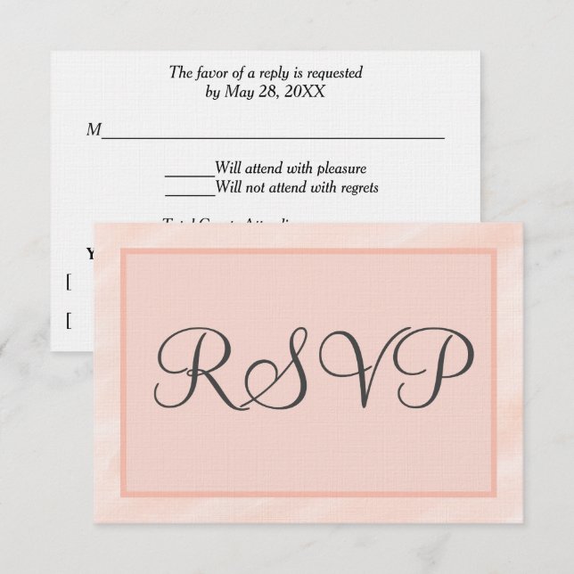 Soft Blush Geometric Wedding RSVP Cards (Front/Back)