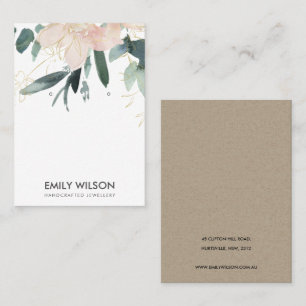 SOFT BLUSH GOLD FLORAL WATERCOLOR EARRING DISPLAY BUSINESS CARD
