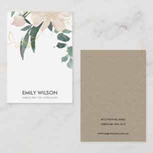 SOFT BLUSH GOLD FLORAL WATERCOLOR EARRING DISPLAY BUSINESS CARD