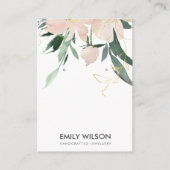 SOFT BLUSH GOLD FLORAL WATERCOLOR EARRING DISPLAY BUSINESS CARD (Front)