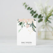 SOFT BLUSH GOLD FLORAL WATERCOLOR EARRING DISPLAY BUSINESS CARD (Standing Front)