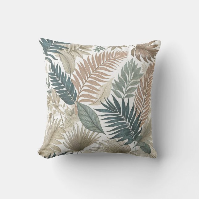 Soft Blush Green and Brown Cushion (Front)