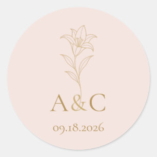 Soft Blush Lily Wedding Monogram Envelope Seal