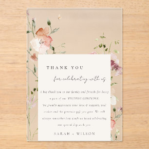Soft Blush Meadow Watercolor Floral Frame Wedding Acrylic Invitations