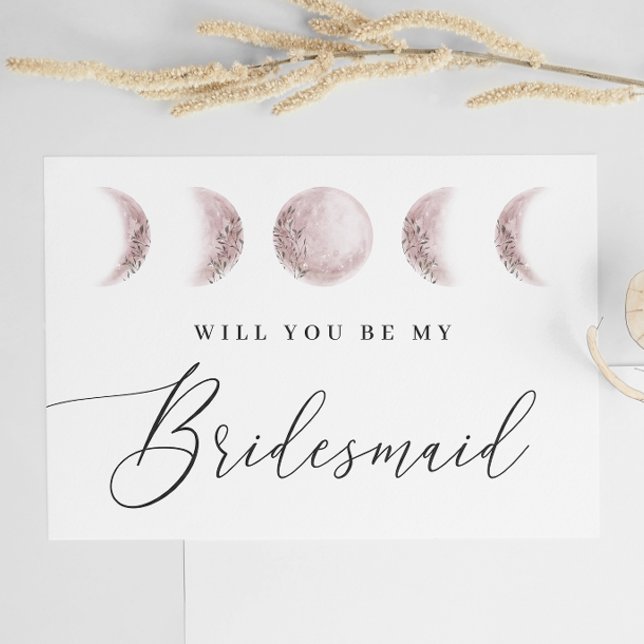 Soft Blush Moon | Elegant Bridesmaid Proposal Postcard (Creator Uploaded)