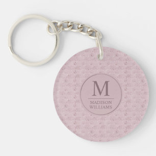 Soft Blush Pastel Pink Gold Dots Glitter Pattern Keychain