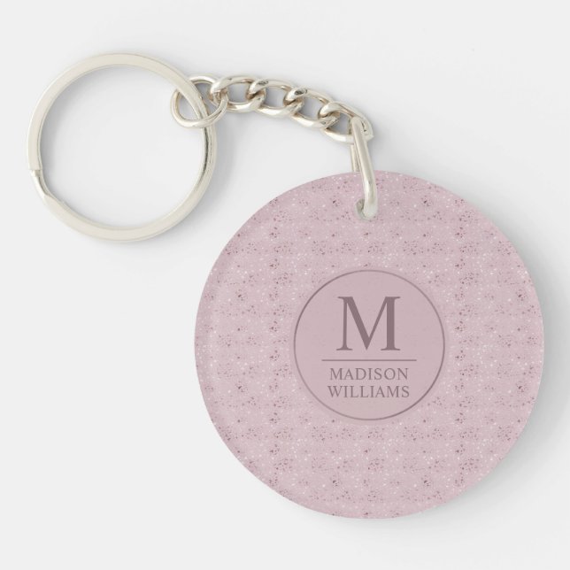 Soft Blush Pastel Pink Gold Dots Glitter Pattern Keychain (Front)