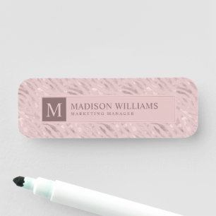 Soft Blush Pastel Pink Gold Silver Glitter Pattern Name Tag