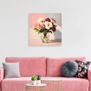 Soft Blush Peonies Vase Canvas Print
