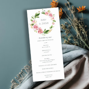 SOFT BLUSH PEONY PROGRAMME DE CÉRÉMONIE MARIAGE FL