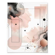 Soft blush pink and black geometric poster