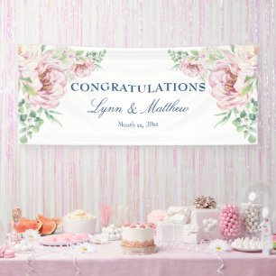 Soft Blush Pink Elegant Floral Wedding Banner