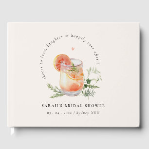 Soft Blush Pink Orange Cocktail Bridal Shower  Guest Book