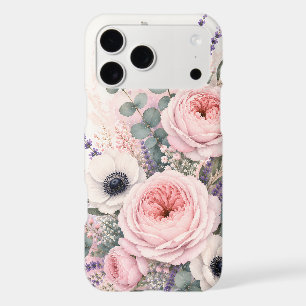Soft Blush Pink Peony & White Anemone Watercolor
