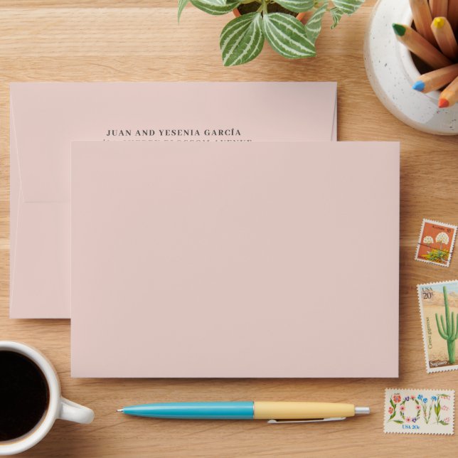 Soft Blush Pink Quinceañera Sweet 16 Wedding  Envelope (Desk)