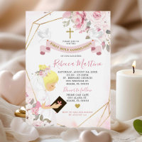 Soft Blush Pink Rose Blonde Girl First Communion