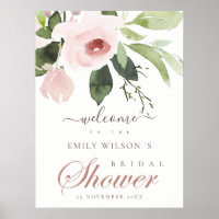 SOFT BLUSH PINK ROSE FLORAL BRIDAL SHOWER WELCOME