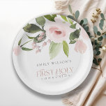 SOFT BLUSH PINK ROSE FLORAL FIRST HOLY COMMUNION PAPER PLATE<br><div class="desc">If you need any further customisation please feel free to message me on yellowfebstudio@gmail.com.</div>