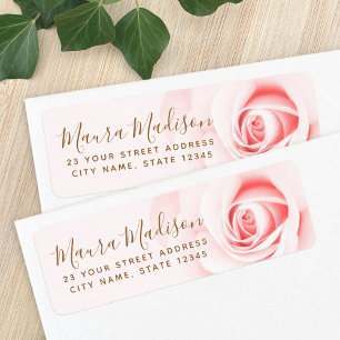 Soft blush pink rose floral return address