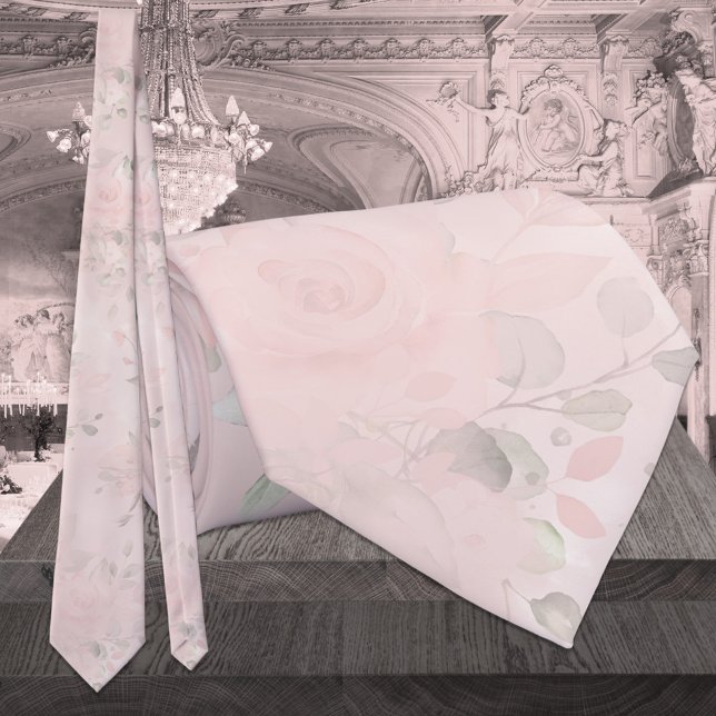 Soft Blush Pink Secret Garden Floral Wedding Tie (Creator Uploaded)