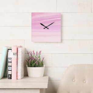Soft Blush Pink Sky Dream 1 Square Wall Clock