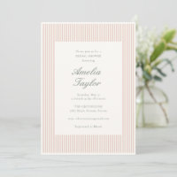Soft Blush Pink Stripe Cream Classic Bridal Shower
