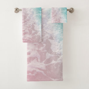 Soft Blush Pink Turquoise Ocean Dream #1 #water  Bath Towel Set