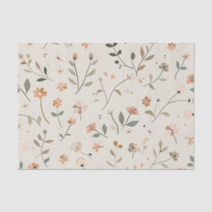 Soft Blush Pink Vintage Boho Wildflower Floral Tissue Paper