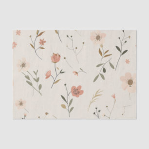 Soft Blush Pink Vintage Boho Wildflower Floral Tissue Paper