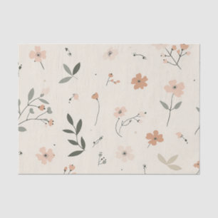 Soft Blush Pink Vintage Boho Wildflower Floral Tissue Paper