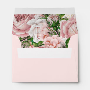 Soft Blush Pink Vintage Floral Wedding 4x6 Envelope