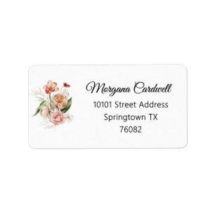 Soft Blush Pink Watercolor Floral Bouquet Address Label