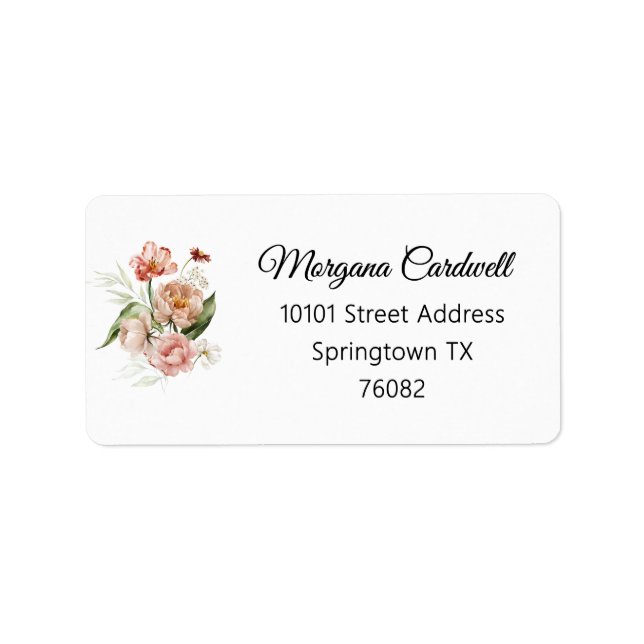 Soft Blush Pink Watercolor Floral Bouquet Address Label (Front)