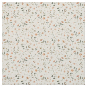 Soft Blush Pink Wildflower Vintage Boho 70s Floral Fabric