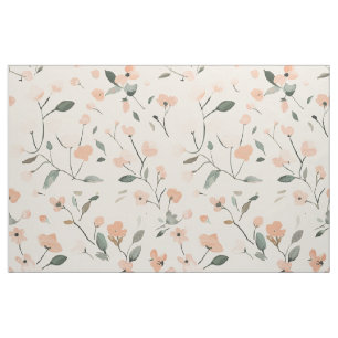 Soft Blush Pink Wildflower Vintage Boho 70s Floral Fabric