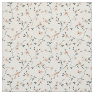 Soft Blush Pink Wildflower Vintage Boho 70s Floral Fabric