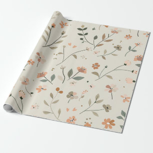 Soft Blush Pink Wildflower Vintage Boho 70s Wrapping Paper