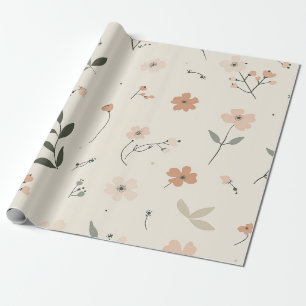 Soft Blush Pink Wildflower Vintage Boho 70s Wrapping Paper