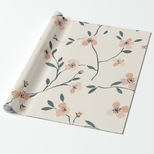Soft Blush Pink Wildflower Vintage Boho 70s Wrapping Paper