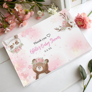 Soft Blush Pink Woodland Baby Girl Shower  Guest Book
